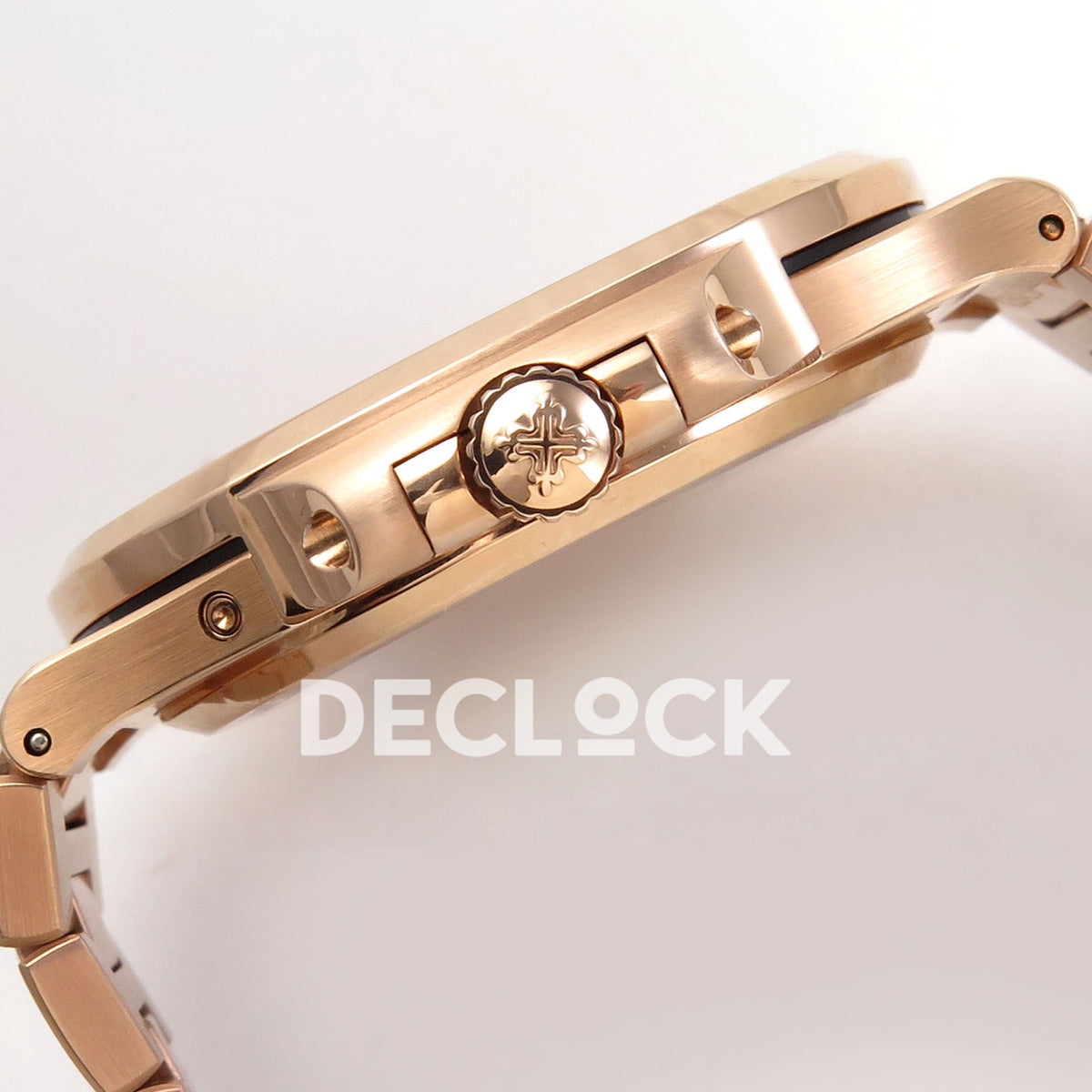 Patek Philippe Nautilus 5712/1R-001 UMI Brown Dial Rose Gold PP240 Free Sprung replica - crown side