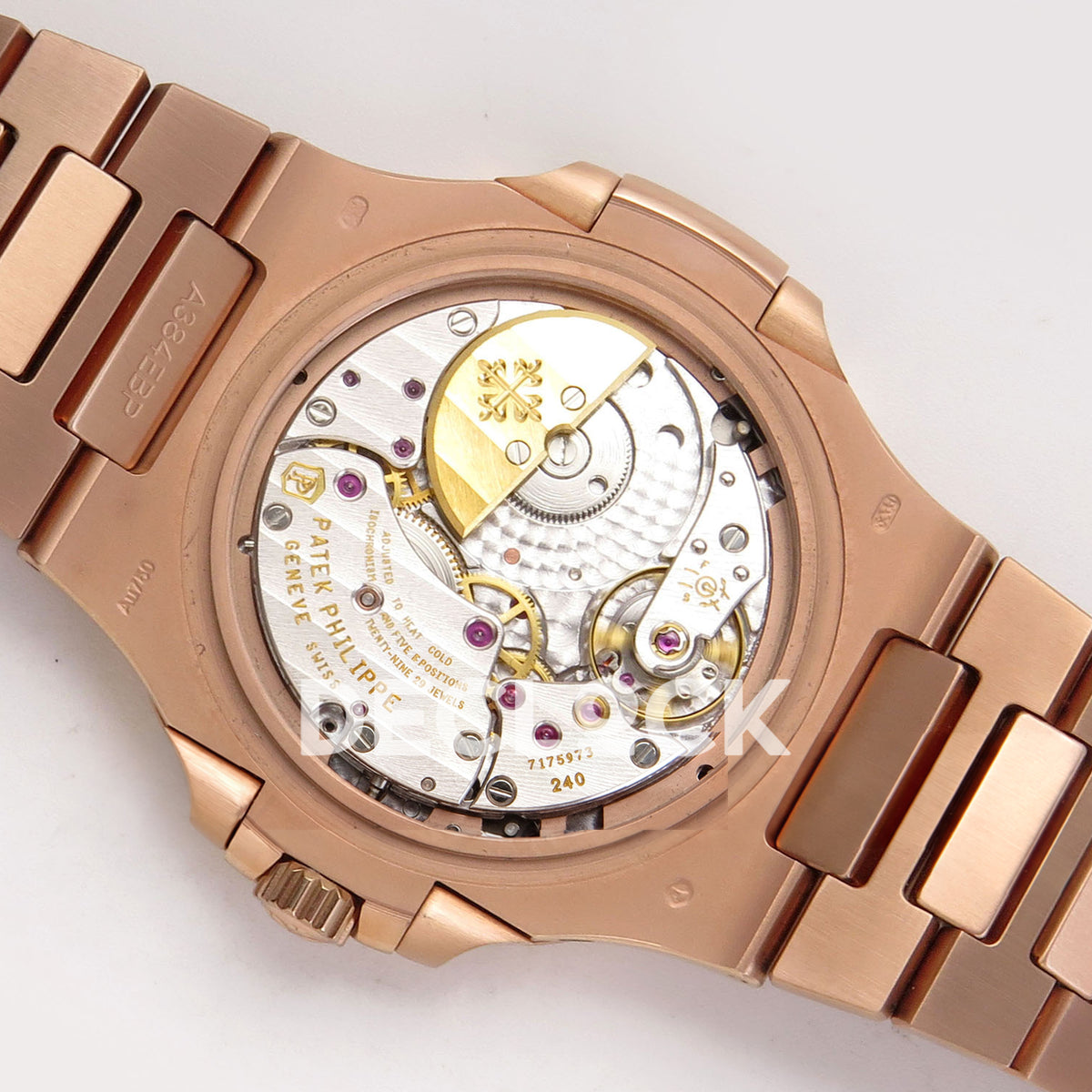 Patek Philippe Nautilus 5712/1R-001 UMI Brown Dial Rose Gold PP240 Free Sprung replica - movement back angle