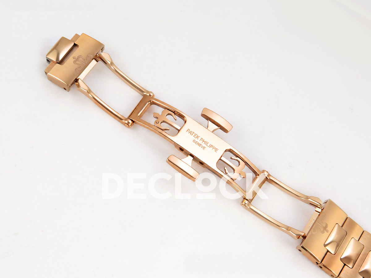 Patek Philippe Nautilus 5712/1R WSF brown dial rose-gold-tone steel — open deployant clasp