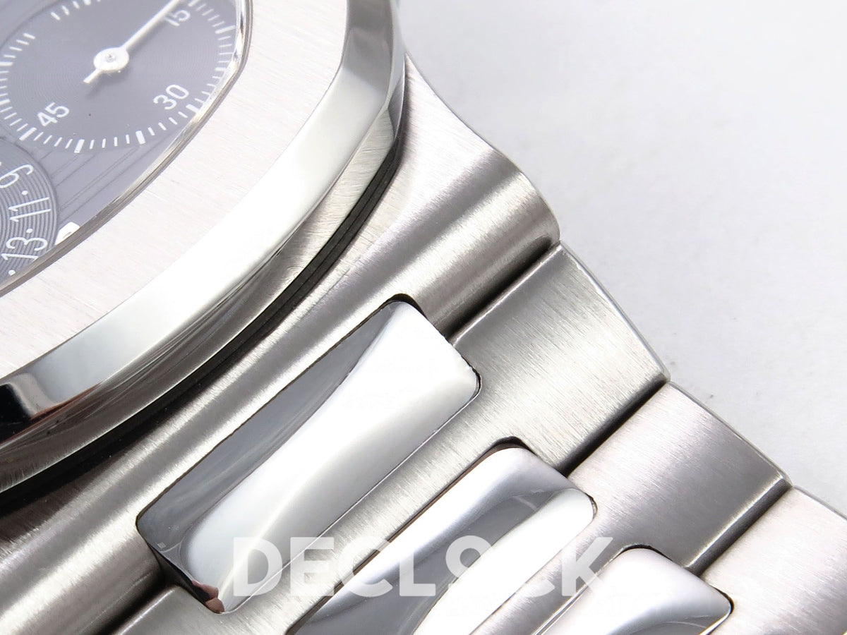 Nautilus 5712 PPF V4+ polished steel case and bracelet junction close-up
