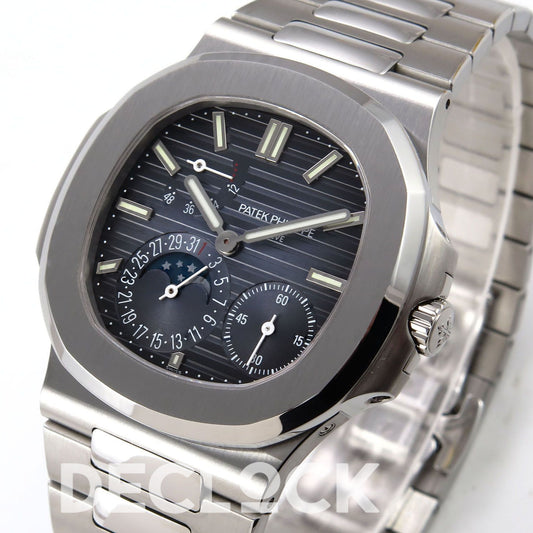Nautilus 5712 PPF V4+ blue dial, steel case and crown side view