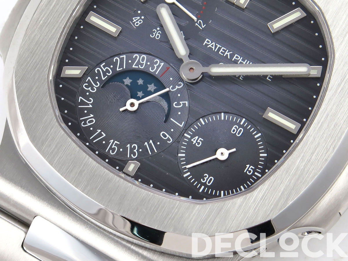 Nautilus 5712 PPF V4+ blue dial moonphase, date and small-seconds details