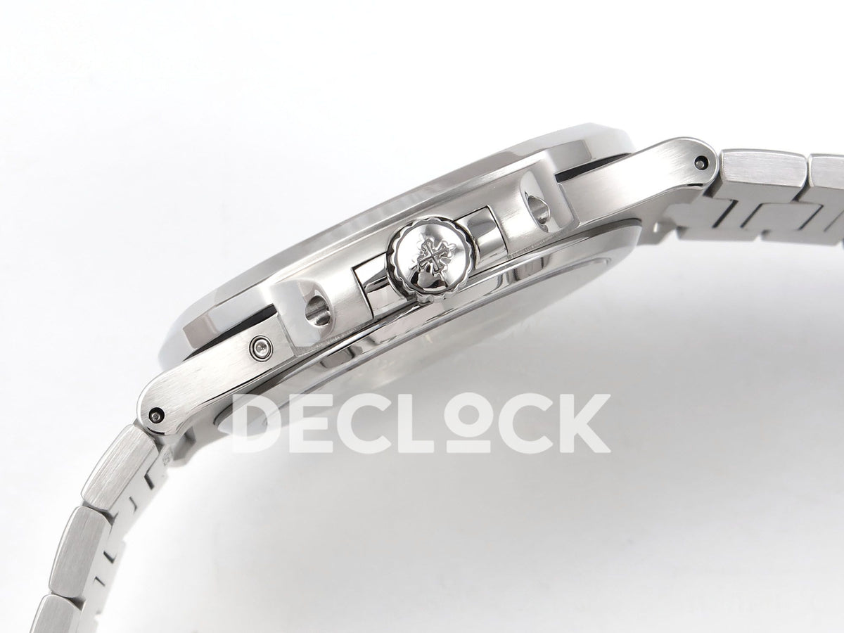 Patek Philippe Nautilus 5712 PPF V4+ crown emblem and steel case side profile