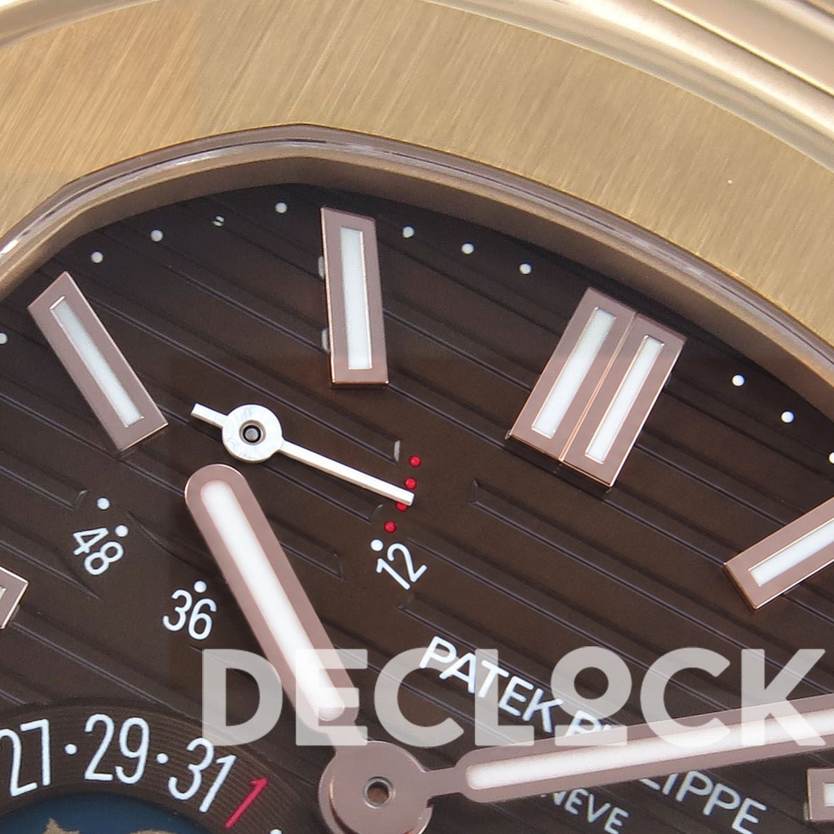 Patek Philippe Nautilus 5712 PPF V4+ brown dial, hands and power reserve detail