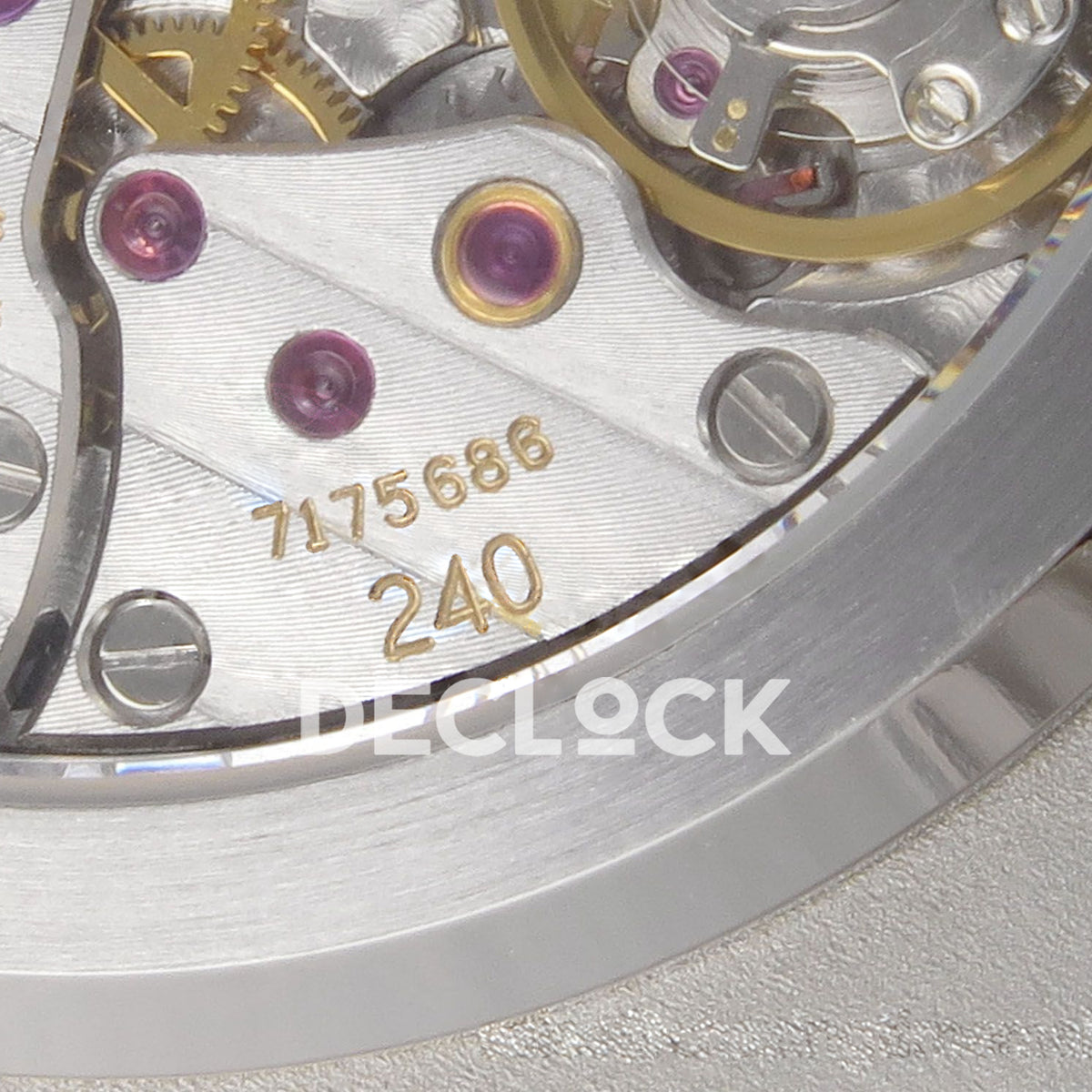 Patek Philippe Nautilus 5712 WSF JH240 — photographed movement serial 7175686 and240 engraving detail