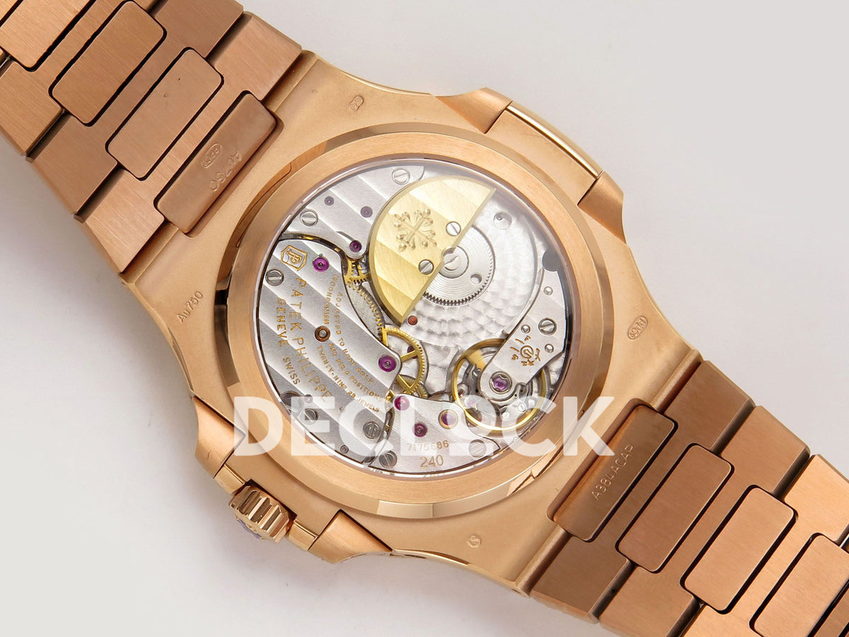 Patek Philippe Nautilus 5712 WSF rose gold watch, caseback and micro rotor in alternate position