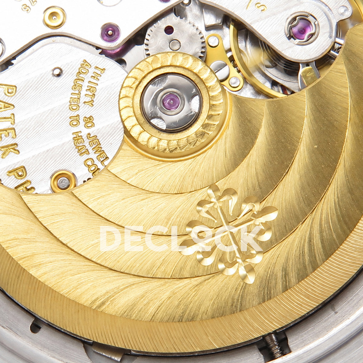 Patek Philippe Nautilus 5811 DDF weighted, blue dial, DD330 — gold rotor detail