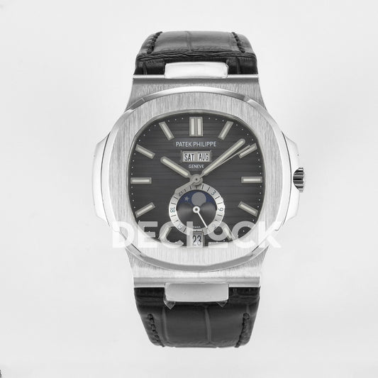 Patek Philippe Nautilus 5726 Complicated SS Blue Textured Dial on Blue Rubber Strap Replica Watch