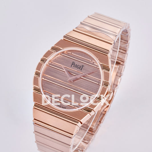 Piaget Polo 79 38mm Pink Dial Rose Gold Bracelet PDF 1200P1 replica - three quarter
