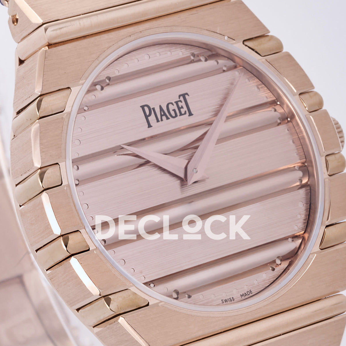 Piaget Polo 79 38mm Pink Dial Rose Gold Bracelet PDF 1200P1 replica - dial angle left