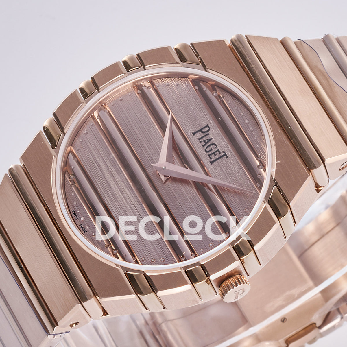 Piaget Polo 79 38mm Pink Dial Rose Gold Bracelet PDF 1200P1 replica - dial angle right