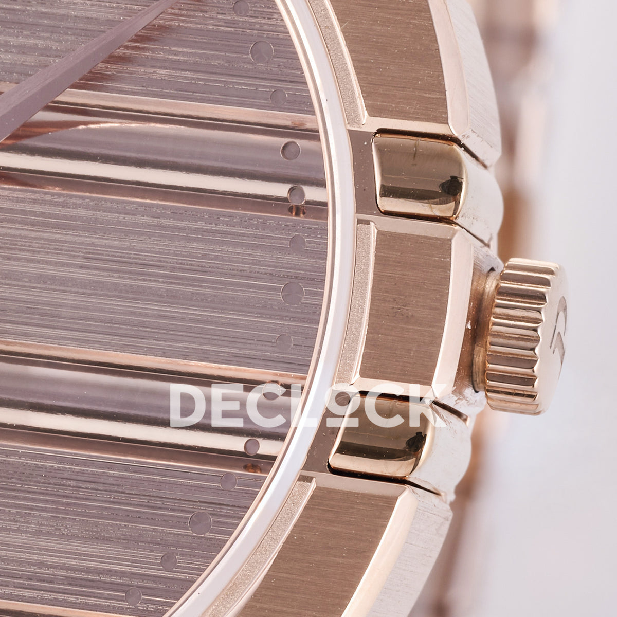 Piaget Polo 79 38mm Pink Dial Rose Gold Bracelet PDF 1200P1 replica - crown dial detail