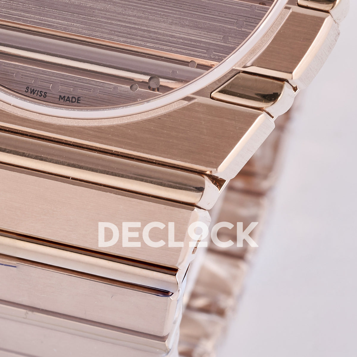 Piaget Polo 79 38mm Pink Dial Rose Gold Bracelet PDF 1200P1 replica - lower dial bracelet