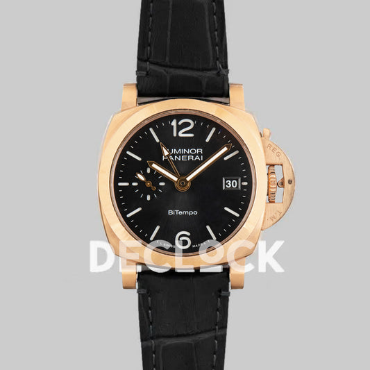 Panerai PAM908 Luminor Due 3 Days Automatic Oro Rosso ‘Fu' Black Dial Replica Watch