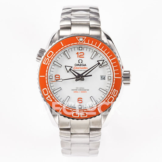 Omega Seamaster Planet Ocean 600M 43.5mm White Dial Orange Bezel Replica Watch
