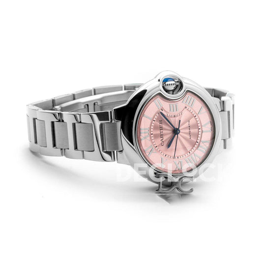 Replica Cartier Ballon Bleu De Cartier 36mm Pink Dial in Steel | Declock.