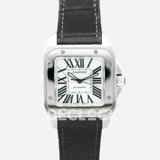Replica Cartier Santos 100 33mm White Dial in Steel | Declock.