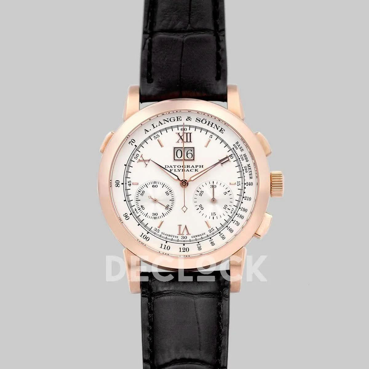 Replica A. Lange & Söhne Datograph Chronograph Flyback White Dial in Rose Gold |  Declock.