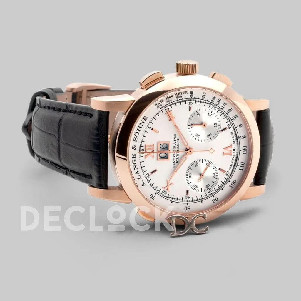 Replica A. Lange & Söhne Datograph Chronograph Flyback White Dial in Rose Gold |  Declock.