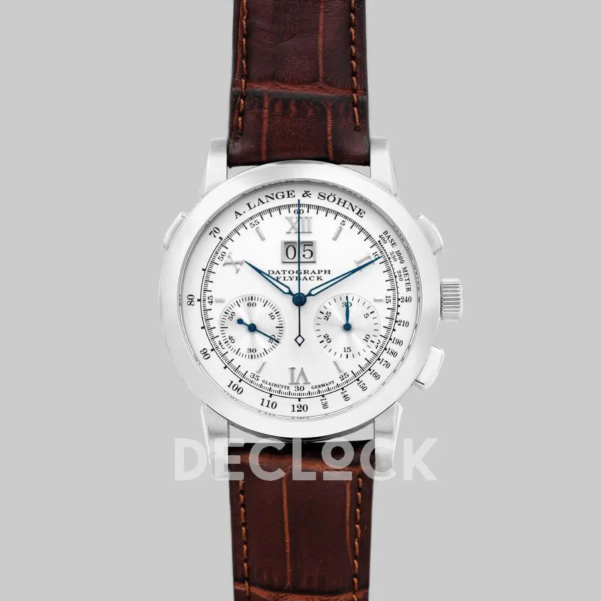 Replica A. Lange & Söhne Datograph Chronograph Flyback White Dial in Steel |  Declock.