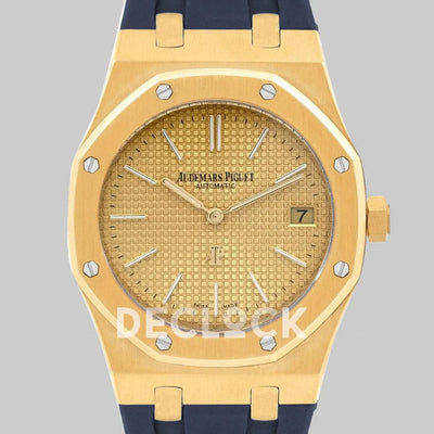 Replica Audemars Pigeut Royal Oak 15202 Gold Gold Dial on Blue Rubber Strap