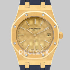 Replica Audemars Pigeut Royal Oak 15202 Gold Gold Dial on Blue Rubber Strap