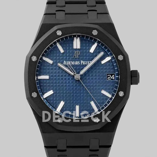 Replica Audemars Pigeut Royal Oak 15400 Blue Dial in DLC