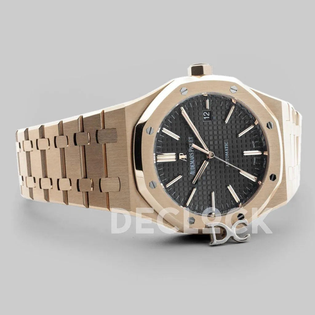 Replica Audemars Pigeut Royal Oak 15400 Rose Gold Black Dial