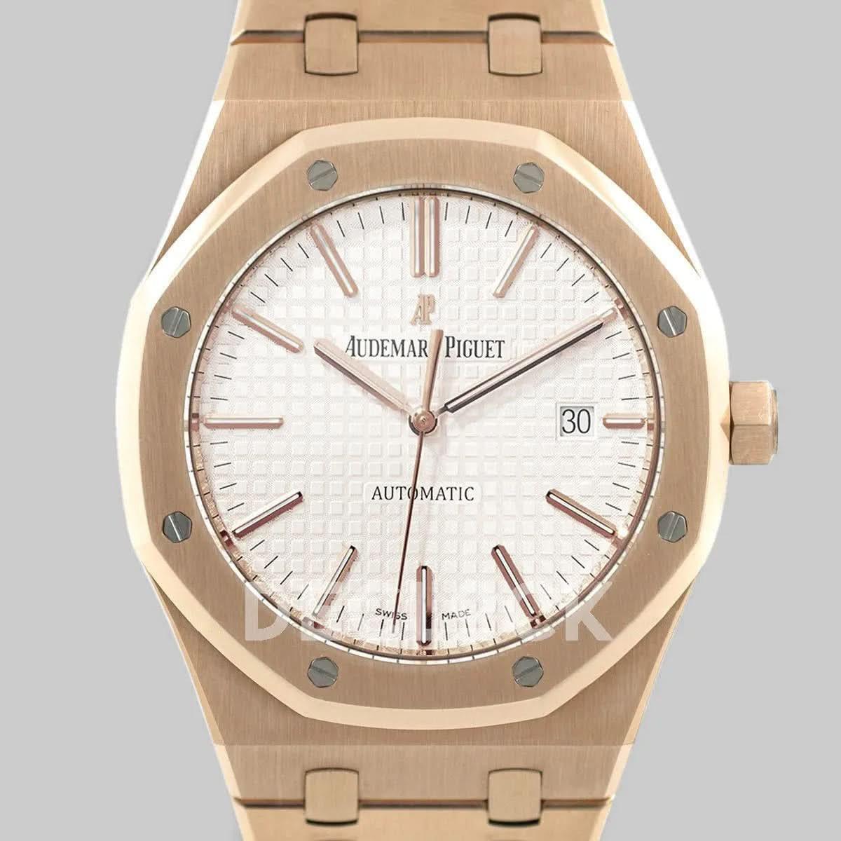 Replica Audemars Pigeut Royal Oak 15400 Rose Gold White Dial |  Declock.