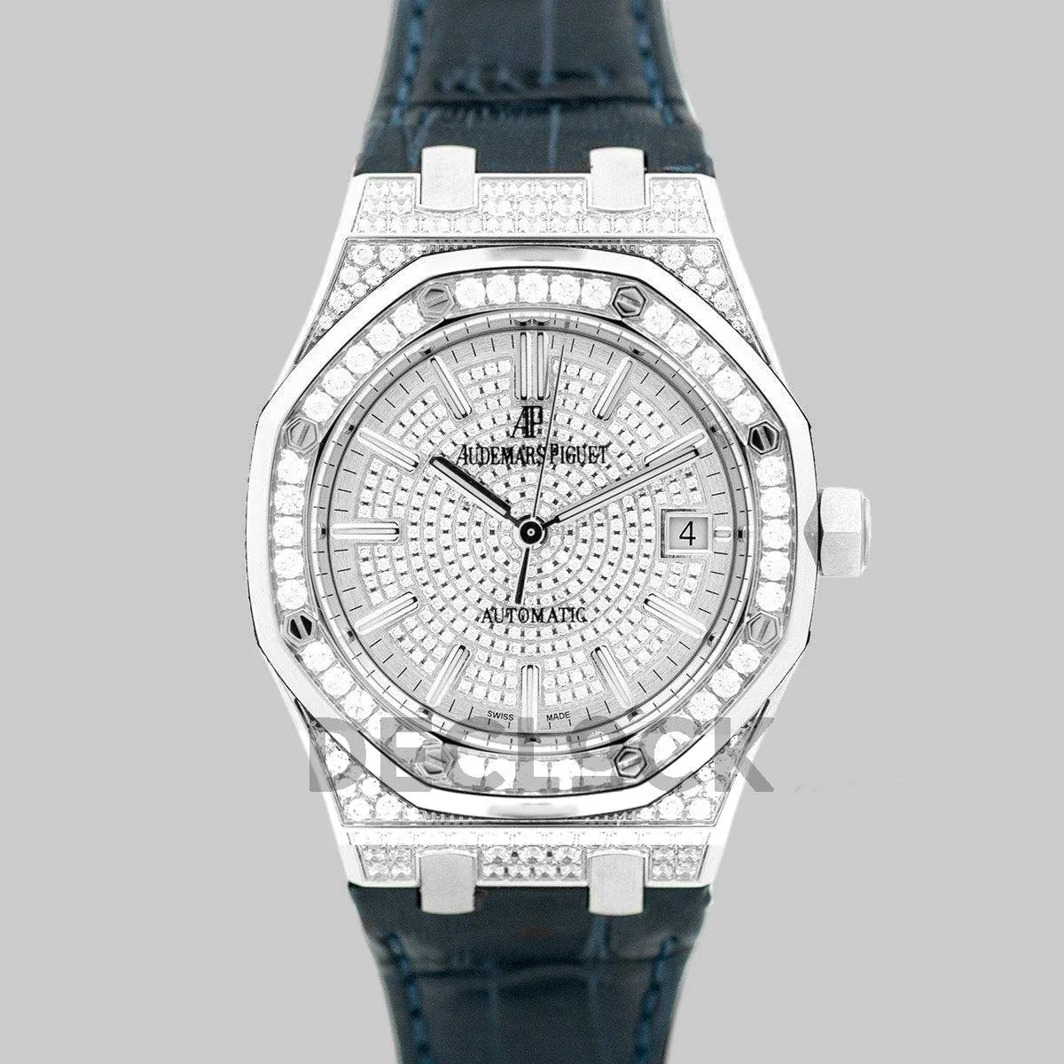 Replica Audemars Pigeut Royal Oak 15452BC White Gold Pave Diamonds