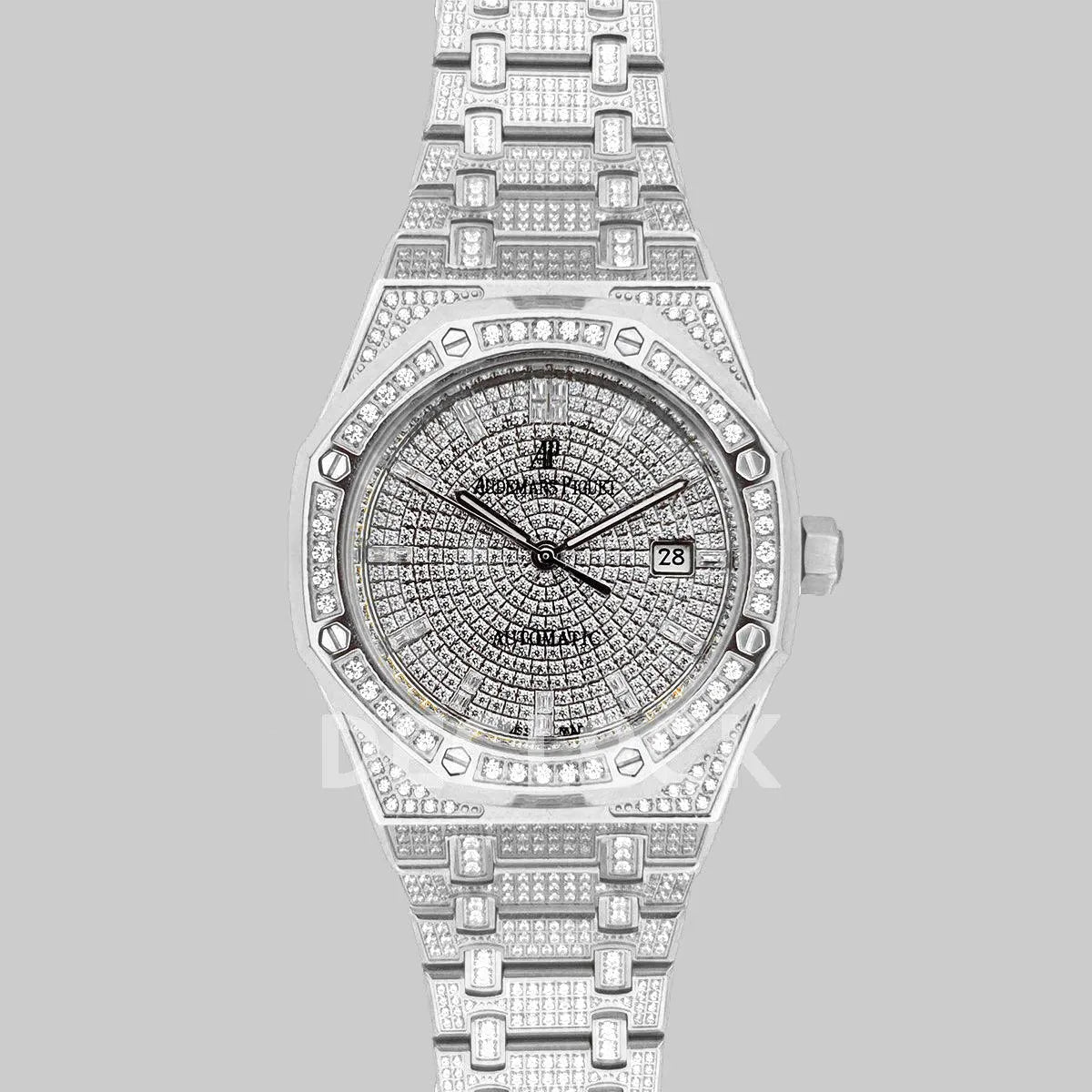 Replica Audemars Pigeut Royal Oak 41mm 15402OR Full Diamond Paved In Steel on Bracelet