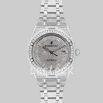 Replica Audemars Pigeut Royal Oak 41mm 15402OR Full Diamond Paved In Steel on Bracelet