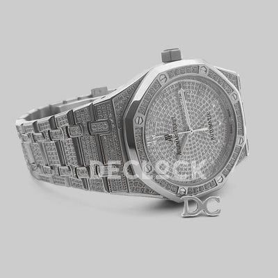 Replica Audemars Pigeut Royal Oak 41mm 15402OR Full Diamond Paved In Steel on Bracelet
