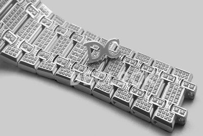 Replica Audemars Pigeut Royal Oak 41mm 15402OR Full Diamond Paved In Steel on Bracelet