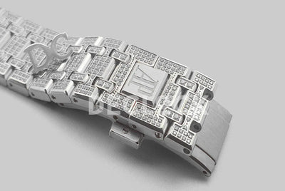 Replica Audemars Pigeut Royal Oak 41mm 15402OR Full Diamond Paved In Steel on Bracelet