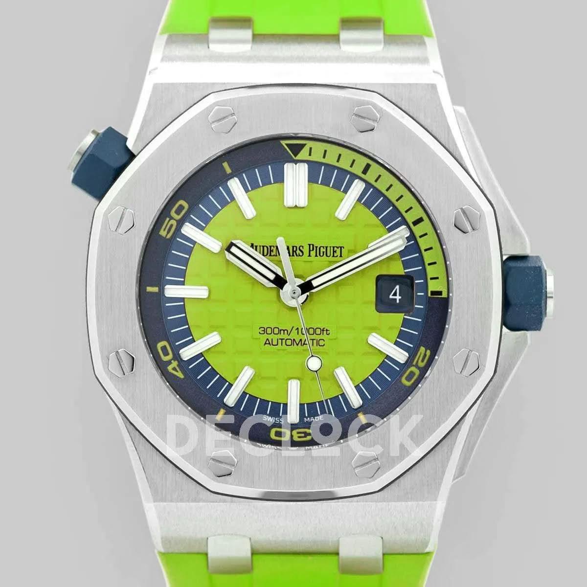 Replica Audemars Pigeut Royal Oak Offshore Diver Steel Green Dial 15710ST |  Declock.