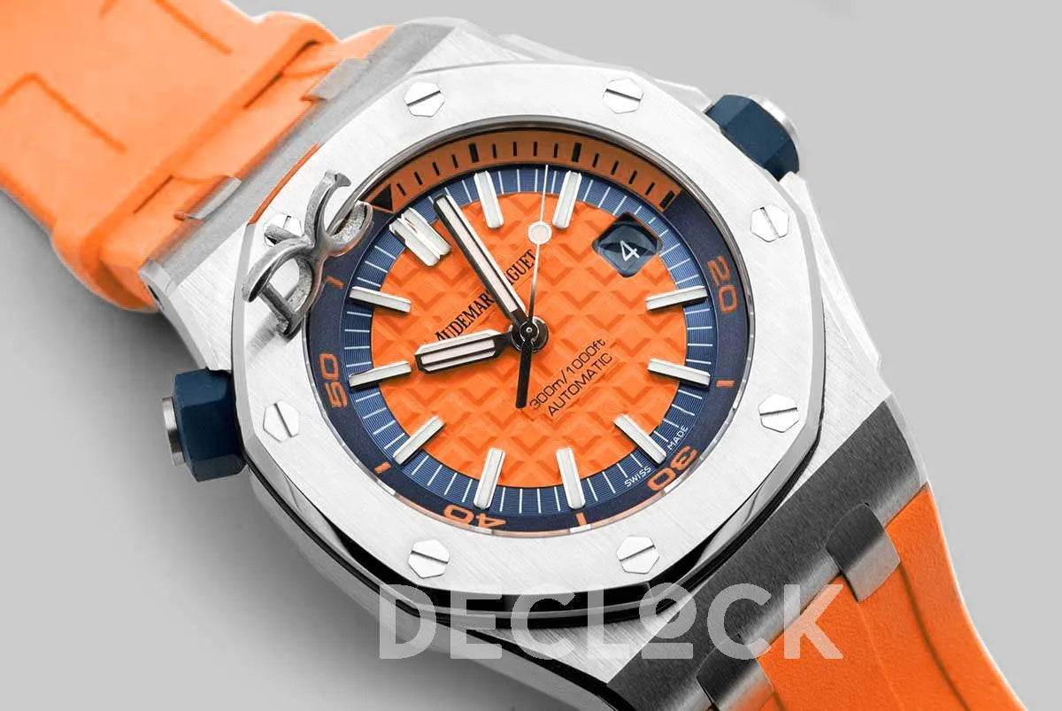 Replica Audemars Pigeut Royal Oak Offshore Diver Steel Orange Dial 15710ST SIHH 2017