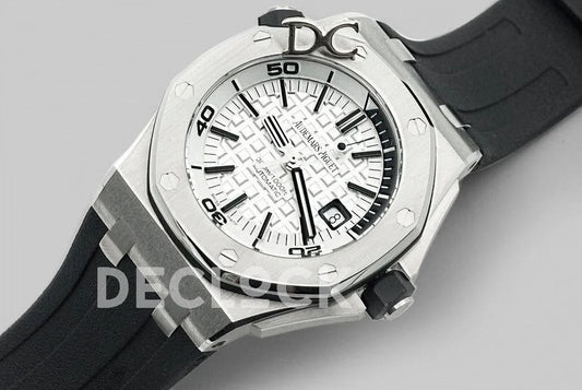 Replica Audemars Pigeut Royal Oak Offshore Diver Steel White/Black Dial 15710ST | Declock.