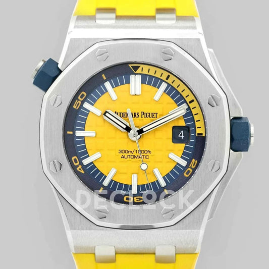 Replica Audemars Pigeut Royal Oak Offshore Diver Steel Yellow Dial 15710ST SIHH 2017 | Declock.