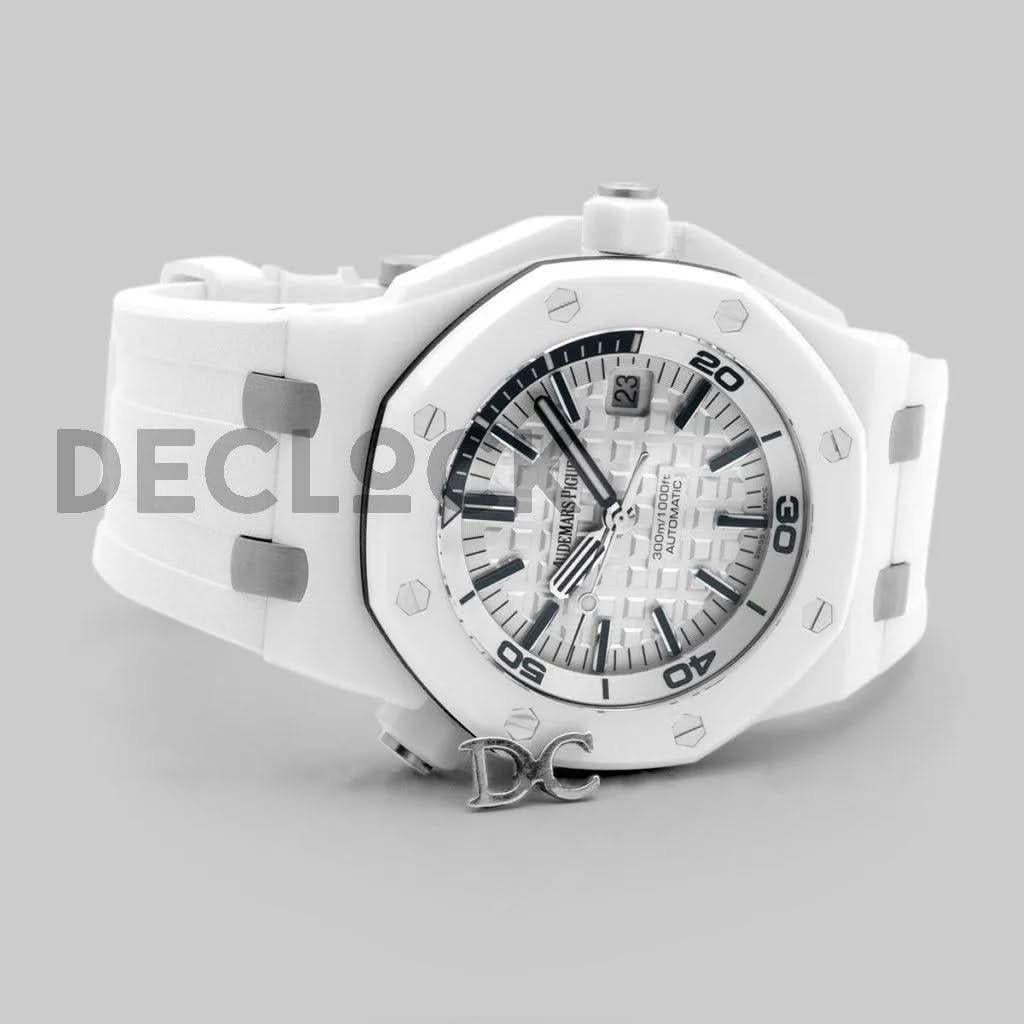 Replica Audemars Pigeut Royal Oak Offshore Diver  White Ceramic 15710ST |  Declock.