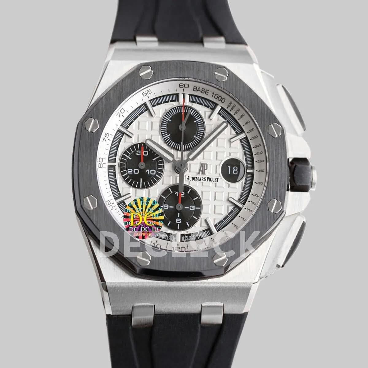 Replica Audemars Pigeut Royal Oak Offshore Novelty 44mm White Dial in Stainless Steel |  Declock.