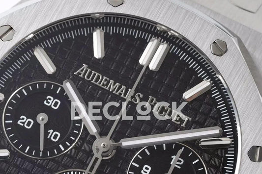 Replica Audemars Pigeut Royal Oak Self-Winding Chronograph Black Dial in Steel | Declock.