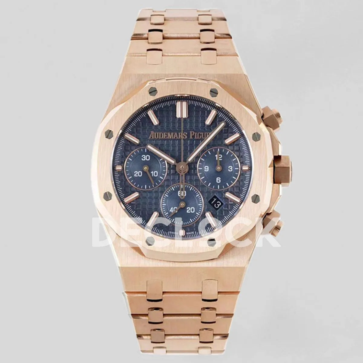 Replica Audemars Pigeut Royal Oak Self-Winding Chronograph Blue Dial in Rose Gold