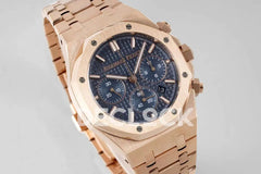 Replica Audemars Pigeut Royal Oak Self-Winding Chronograph Blue Dial in Rose Gold