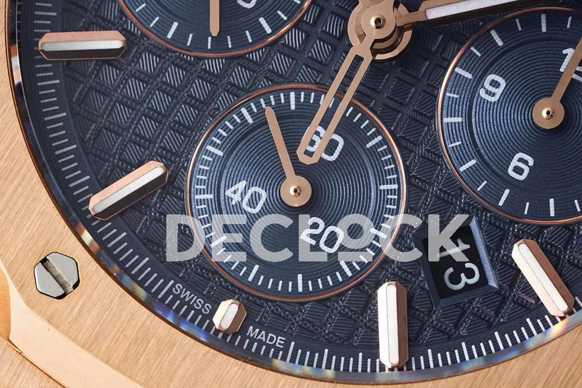 Replica Audemars Pigeut Royal Oak Self-Winding Chronograph Blue Dial in Rose Gold