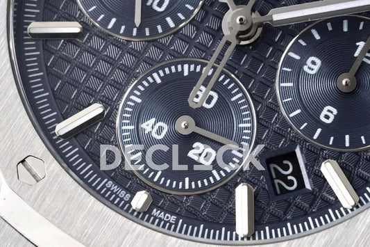 Replica Audemars Pigeut Royal Oak Self-Winding Chronograph Blue Dial in Steel |  Declock.