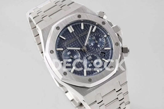 Replica Audemars Pigeut Royal Oak Self-Winding Chronograph Blue Dial in Steel | Declock.