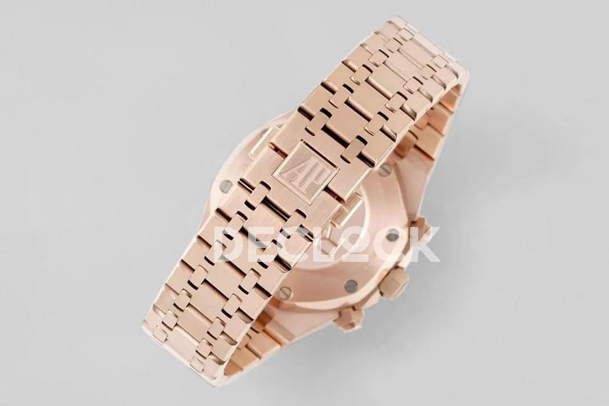 Replica Audemars Pigeut Royal Oak Self-Winding Chronograph Green Dial in Rose Gold |  Declock.