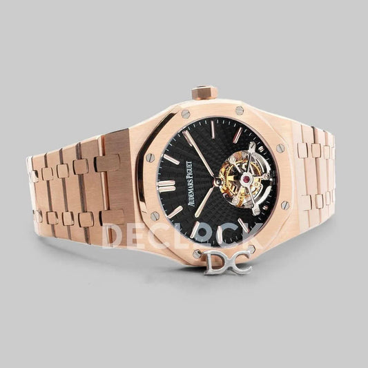 Replica Audemars Pigeut Royal Oak Tourbillon Extra-Thin Black Dial in Rose Gold 2018 SIHH Ref. 26522OR | Declock.
