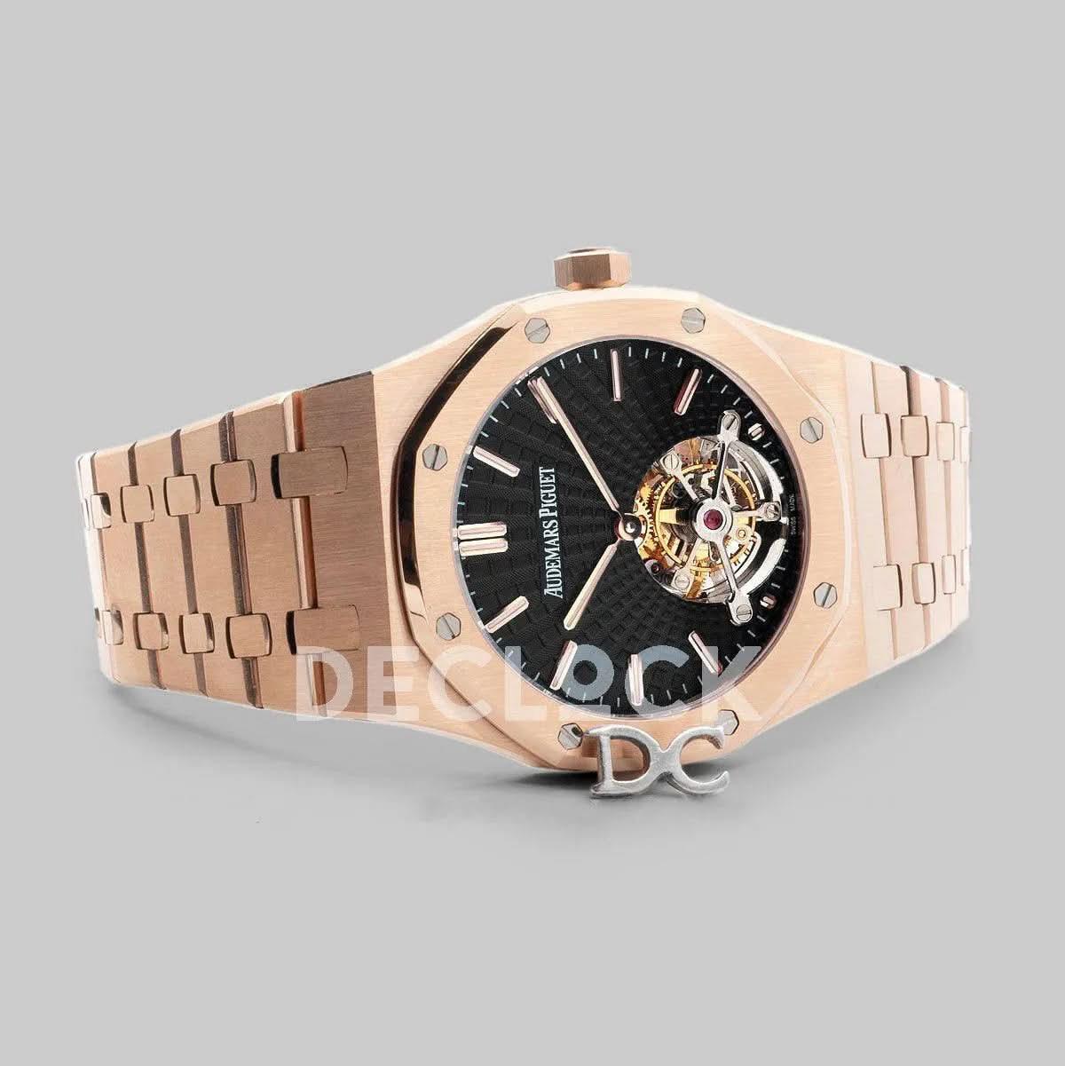 Replica Audemars Pigeut Royal Oak Tourbillon Extra-Thin Black Dial in Rose Gold 2018 SIHH Ref. 26522OR |  Declock.